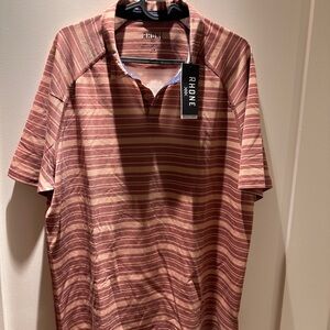 Rhone Men's Polo in Striped Brown NWT